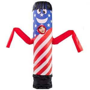 NIP Kids Puff Me Up Inflatable American Flag Tube Dancer Costume